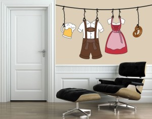 Oktoberfest Deko: Wandsticker-Wiesn-Waescheleine